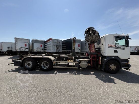 Tippbil SCANIA G480 6X2 ABROLLER MIT KRAN  ,RETARDER, EURO 5, SCHROTTGREIFER