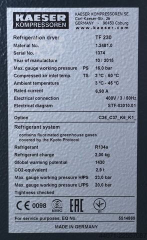 Uscător cu aer comprimat răcit TF230 Kaeser TF 230