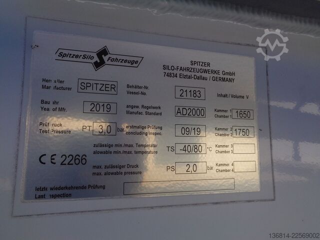 Szállító siló félpótkocsi SPITZER SF 2734/2P Silo 34.000 L 2 Kammern Liftachse