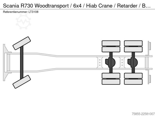 Transportador de madera Scania R730 Woodtransport / 6x4 / Hiab Crane / Retarde...