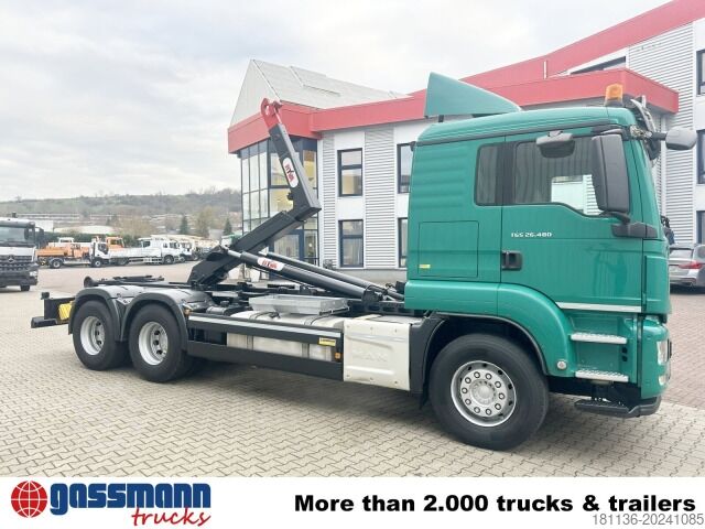 Hákový nosič kontejnerů MAN TGS 26.480 6x4 BL, Motorabtrieb, Navi, Intarder,