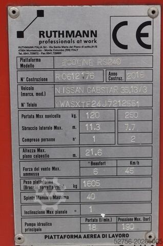 Op vrachtwagen gemonteerd platform Ruthmann Ecoline RS240