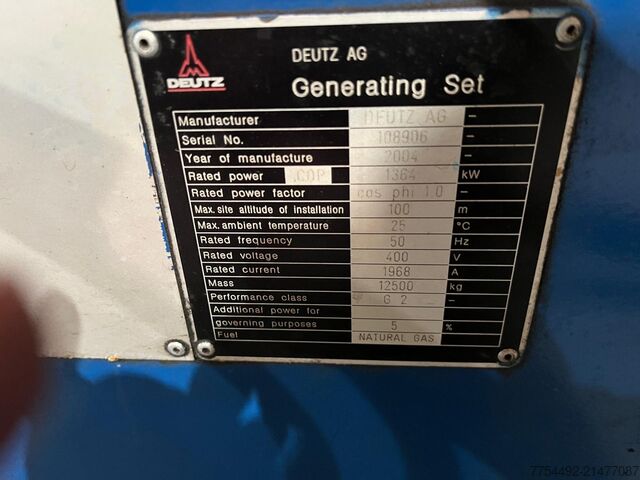MWM kogenerációs üzem MWM TBG 620 V16