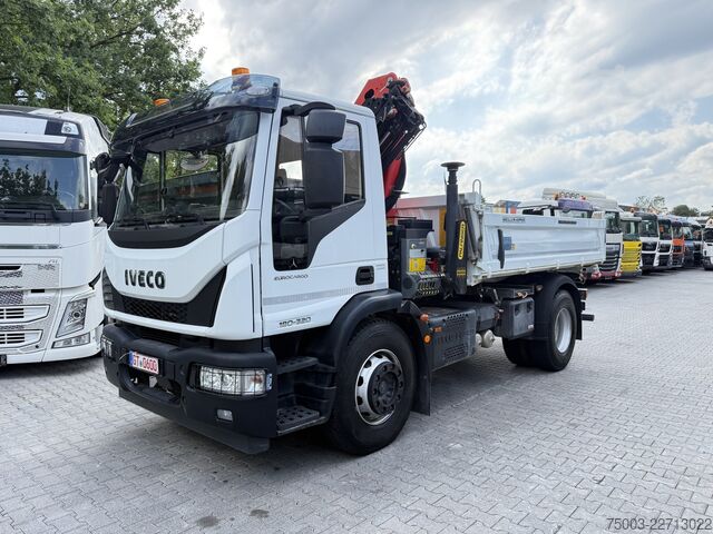 Camion-benne tricar Iveco EuroCargo 180-320 Kipper mit Kran Palfinger 12.501