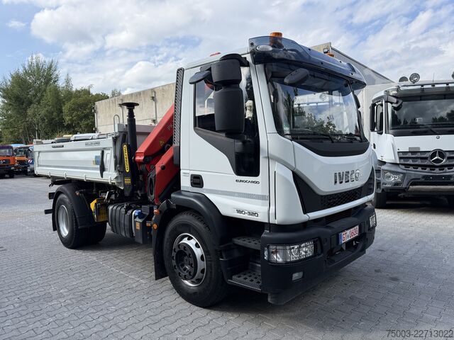 Camion-benne tricar Iveco EuroCargo 180-320 Kipper mit Kran Palfinger 12.501