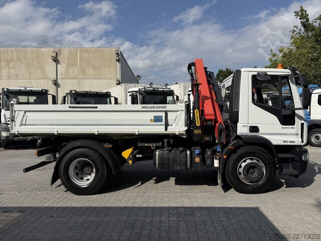 Camion-benne tricar Iveco EuroCargo 180-320 Kipper mit Kran Palfinger 12.501