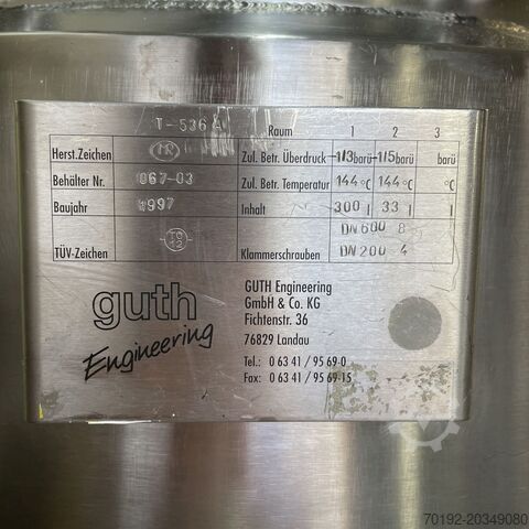 300 liter mobile pharmaceutical pressure vessel made of V2A with magnetic stirrer GUTH K0175