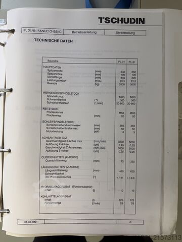 Cilindrische slijpmachine - Buitenkant TSCHUDIN CNC PL31