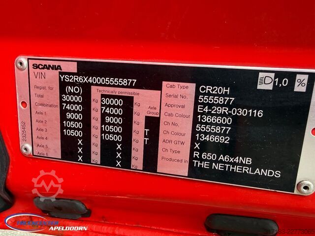 Estándar-SZM Scania R650 V8 NGS 6x4, 315 Wielbasis, Retarder
