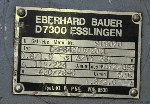 Tandwielmotor 0,5/0,7 kW 112/224 tpm Bauer DKP8420V/200L