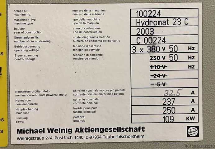 Molder Weinig Hydromat 23C (6 spindle)