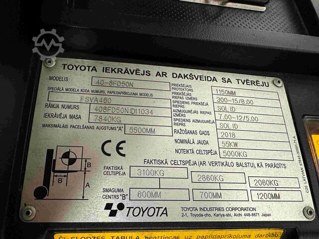 Dizel forklift Toyota 40-8FD50N - TRIPLEX 5,5 m
