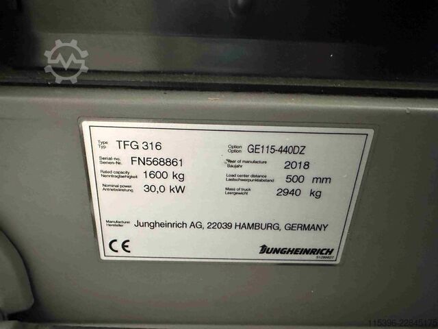 LPG'li forkliftler Jungheinrich TFG 316 - TRIPLEX 4,4 m