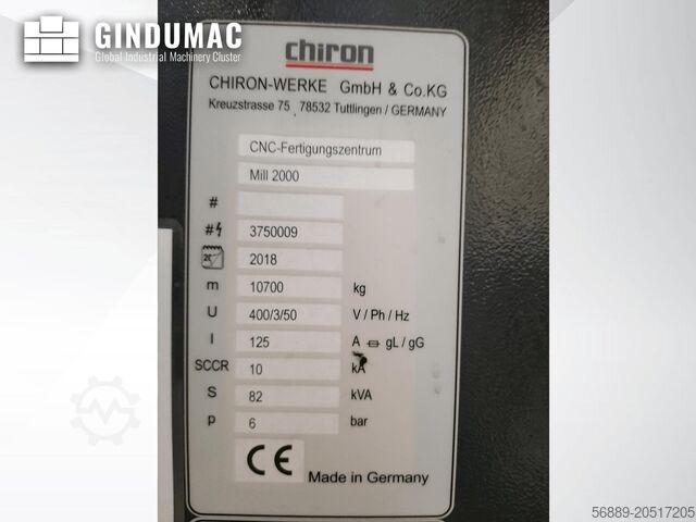 Centro de usinagem vertical CHIRON Mill 2000 High Dynamics
