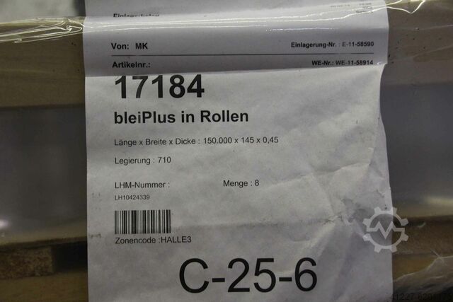 Gewalst lood MK 150.000 x 145 x 0,45 mm