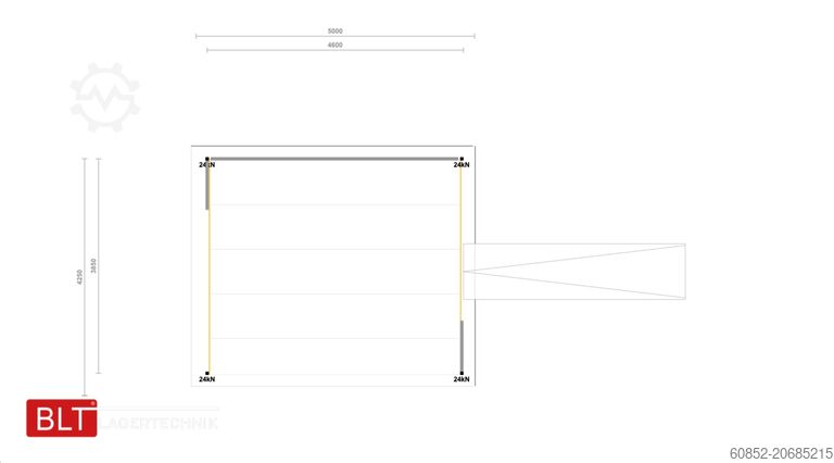 Mezzanine pod 21,25 m² Lagerbühne + Treppe 500 kg/m² Geländer an zwei Seiten, Oberkante 300cm
