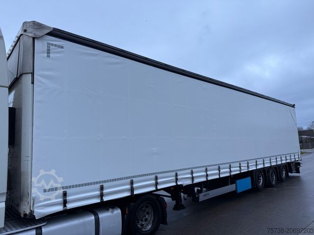 Open semitrailer with tarp SCHMITZ CARGOBULL SCS24 MEGATRAILER/LUFT-LIFT/Hubdach/2xLIFT-ACHSE