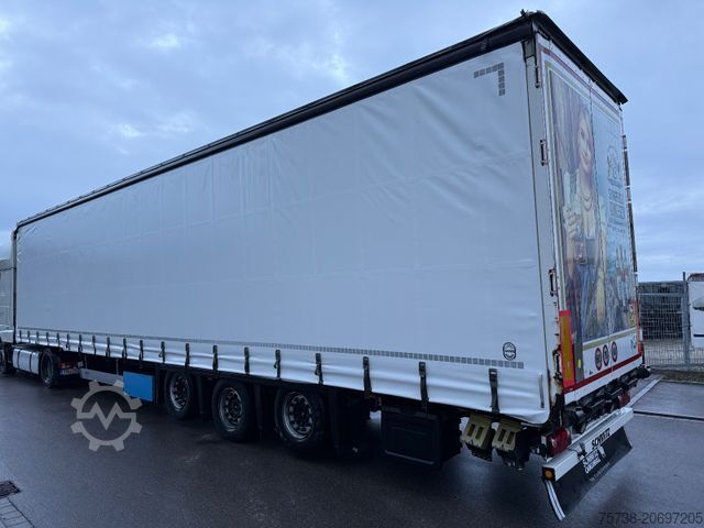 Open semitrailer with tarp SCHMITZ CARGOBULL SCS24 MEGATRAILER/LUFT-LIFT/Hubdach/2xLIFT-ACHSE