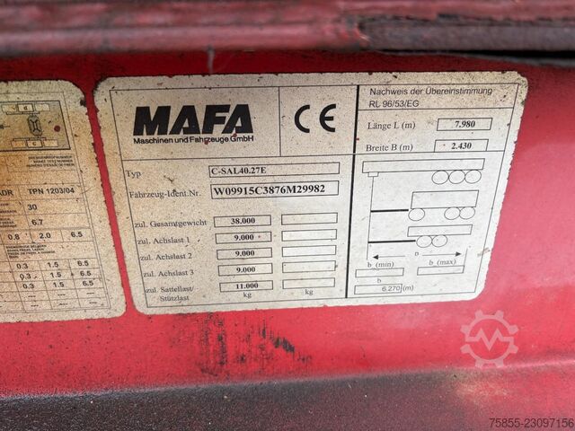 MAFA Chassis 20 FT Tipping Chassis / BPW Axle / Electric Tipping LT4793 MAFA Chassis 20 FT Tipping Chassis / BPW Axle / Elec...