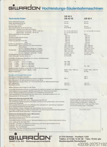 Column drilling machine GILLARDON GB 45 VE