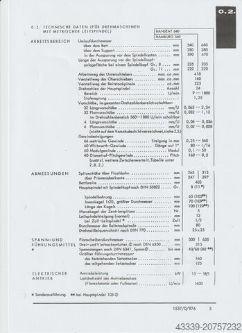 Centrale draaibank VDF HEIDENREICH & HARBECK 540 Hamburg