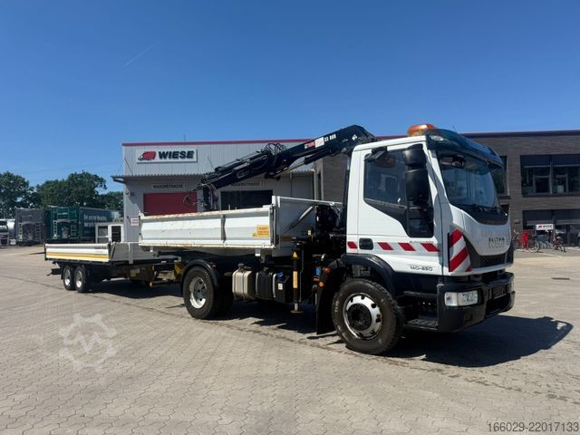 Tre-sidet tipbil IVECO 140E250 Kipper mit HIAB Kran möglich mitAnhänger