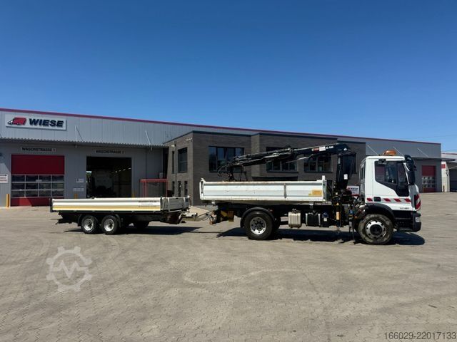 Tresidig tippbil IVECO 140E250 Kipper mit HIAB Kran möglich mitAnhänger