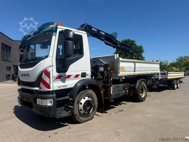 Tipvogn IVECO 140E250 Kipper mit HIAB Kran möglich mitAnhänger