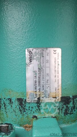 Bomba, Wilo IL80/190-18.5/2; 18,5 kW Wilo Pump, Wilo IL80/190-18.5/2; 18.5 kW