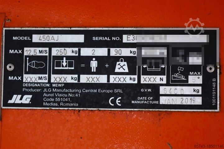 Scharnierende telescopische hoogwerker JLG 450AJ Diesel, 4x4 Drive, 16m Working Height, 7.5m