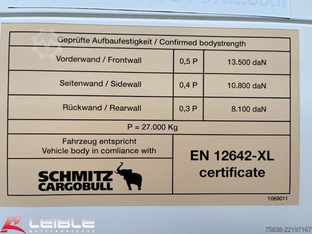 Nyitott ponyvás félpótkocsi SCHMITZ CARGOBULL SCS 24XLight*RSAB*Zertifikat Code XL*Getränke*