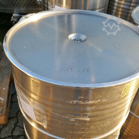 200-liters spännringstunna i V4A med lock och spännringslås  9774