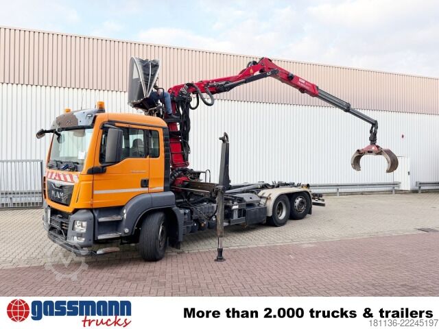 Camião porta-contentores de gancho MAN TGS 26.400 6x2-4 BL, Kran, Motorabtrieb,