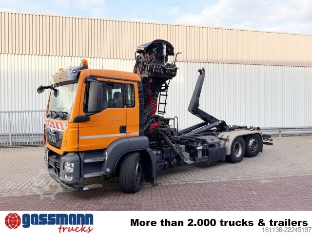 Camião porta-contentores de gancho MAN TGS 26.400 6x2-4 BL, Kran, Motorabtrieb,