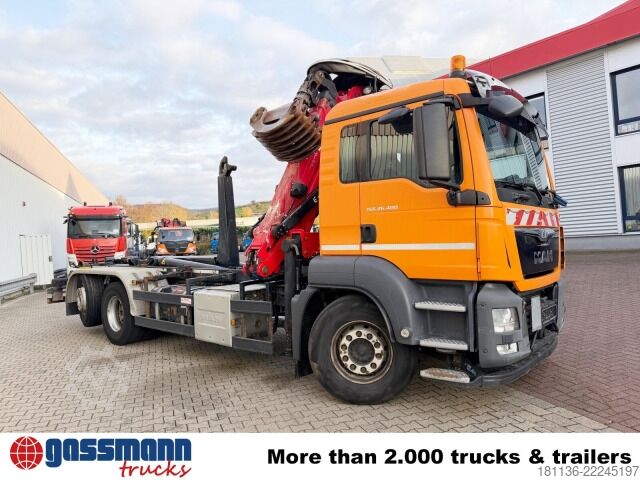 Camião porta-contentores de gancho MAN TGS 26.400 6x2-4 BL, Kran, Motorabtrieb,