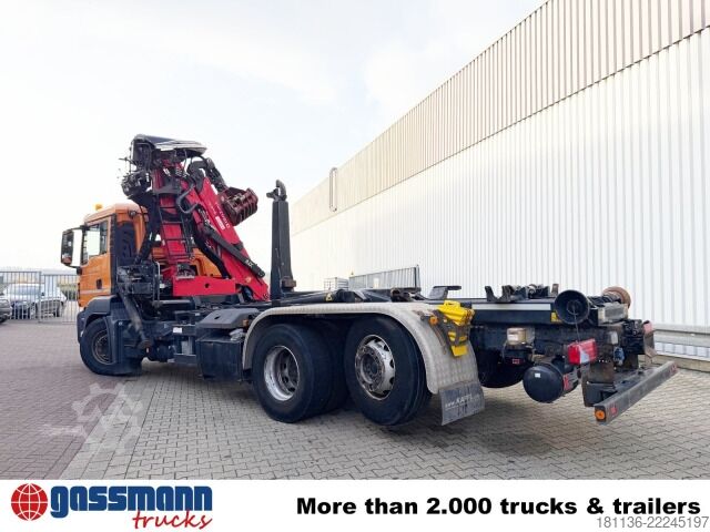 Camião porta-contentores de gancho MAN TGS 26.400 6x2-4 BL, Kran, Motorabtrieb,