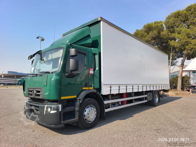 Camion cu platformă și prelată RENAULT 18.280 D WIDE