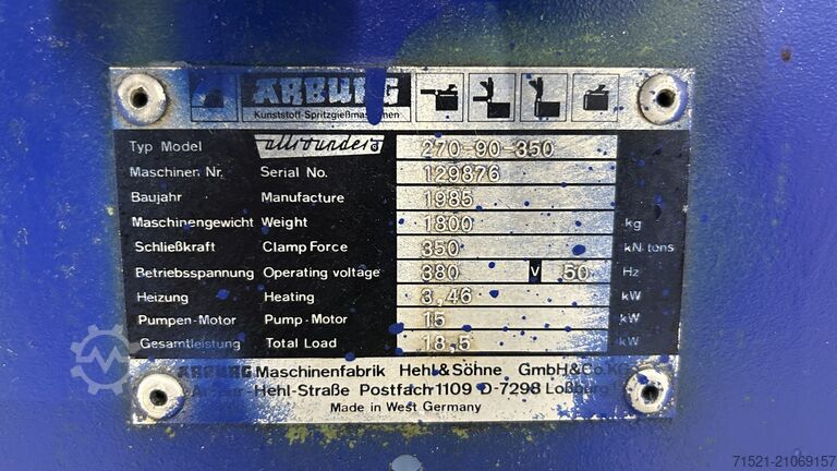 Spuitgietmachine Arburg Allrounder 270-90-350