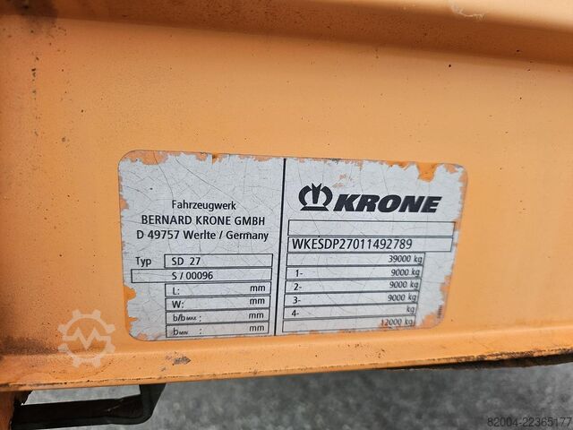 2003 KRONE SD27 MEGA/ BPW SCHIJFREM / LIFTAS / RESERVEWIEL/TUV BELGIË. KRONE SD27 MEGA/ BPW DISC / LIFT AXLE / SPARE TIRE/TU...