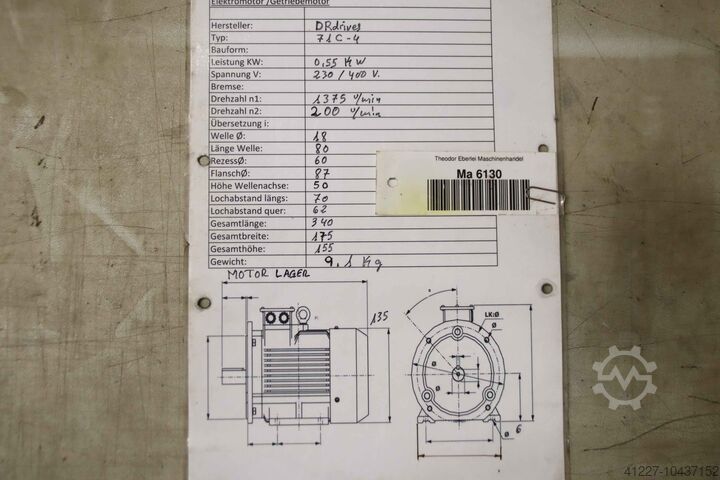 Gear motor 0.55 kW 183 rpm Motovario NHRV/ 040 71C-4