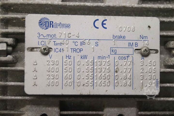 Gear motor 0.55 kW 183 rpm Motovario NHRV/ 040 71C-4