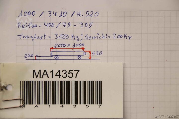 Schwerlast-Transportwagen 3 Tonnen Kraft 2000/1000/H520 mm