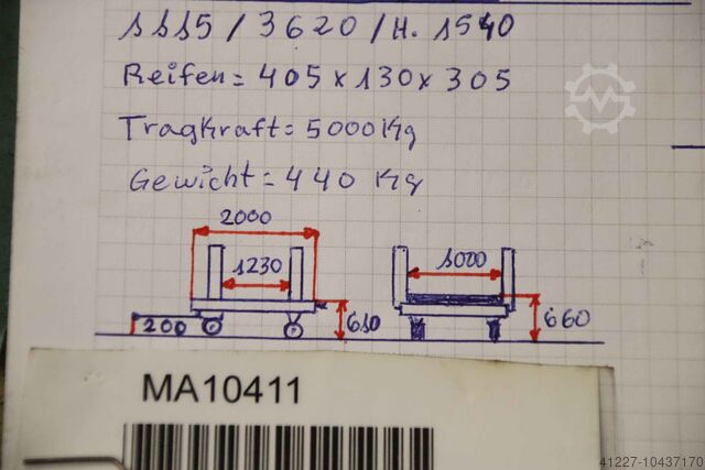 Transportwagen voor zwaar gebruik 5 ton KTS DSL 2000/1115/H610 mm