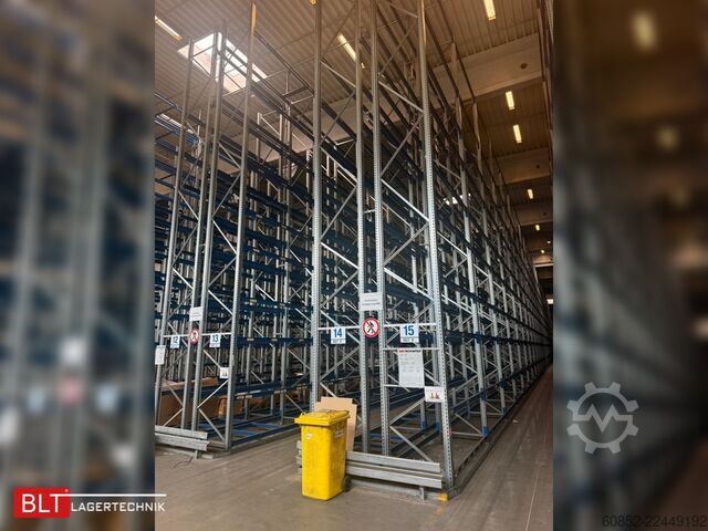 Schwerlastregal Industrieregal Hochregal SSI Schäfer PR600 – 14,10 lfm, Höhe 4,9m Boden + 2 Ebenen | Fachlast bis 3500 kg