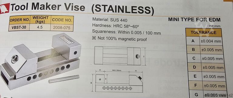 Precíziós satu, befogási szélesség: 100 mm Vertex VBST-30