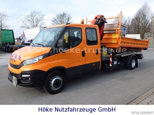 Trostrani kiper kombi IVECO 70 C 18 DoKa/Kipper/Palfinger Kran/Greifer/2xAHK