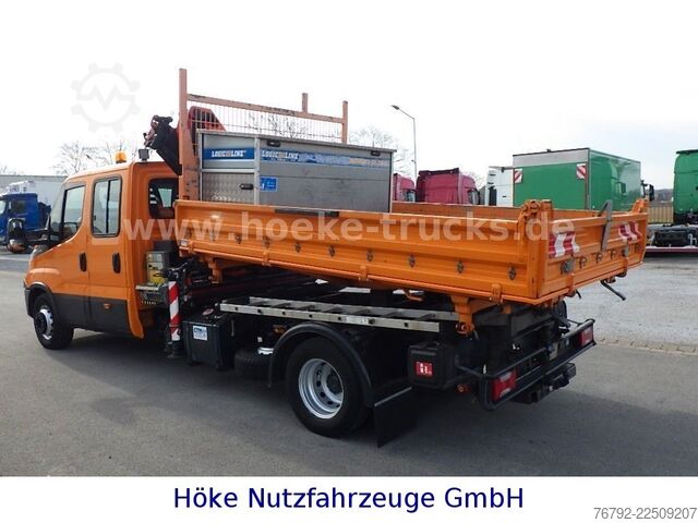 Trostrani kiper kombi IVECO 70 C 18 DoKa/Kipper/Palfinger Kran/Greifer/2xAHK