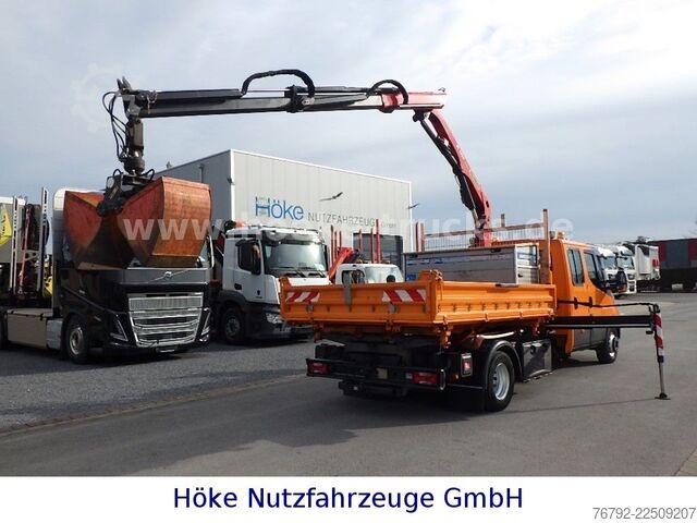 Trostrani kiper kombi IVECO 70 C 18 DoKa/Kipper/Palfinger Kran/Greifer/2xAHK