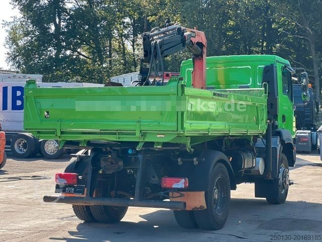 Three-sided tipper truck MAN TGM 18.340 4x2 Meiller DSK + Palfinger-Ladekran