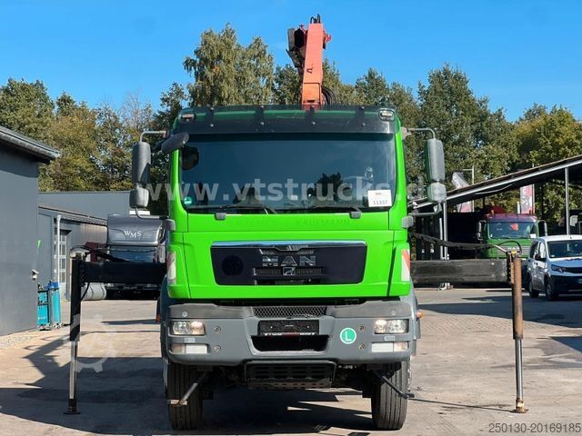 Three-sided tipper truck MAN TGM 18.340 4x2 Meiller DSK + Palfinger-Ladekran